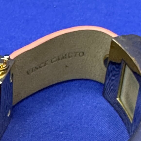 Vince Camuto “Marcel” Salmon Leather Bracelet Gold-Tone Squares Magnet Clasp. - Picture 5 of 14